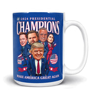 Load image into Gallery viewer, 2024 Trump Presidential Champs Mug 15oz dark blue color
