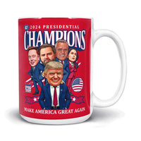 Load image into Gallery viewer, 2024 Trump Presidential Champs Mug 15oz dark red color
