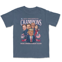 Load image into Gallery viewer, 2024 Trump Presidential Champs Bootleg T shirt denim color
