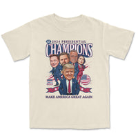 Load image into Gallery viewer, 2024 Trump Presidential Champs Bootleg T shirt ivory color
