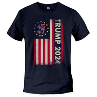 Load image into Gallery viewer, Trump 2024 45 47 T-shirt heather navy color
