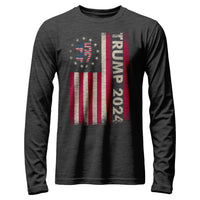 Load image into Gallery viewer, Trump 2024 45 47 Long Sleeve Shirt dark grey heather color
