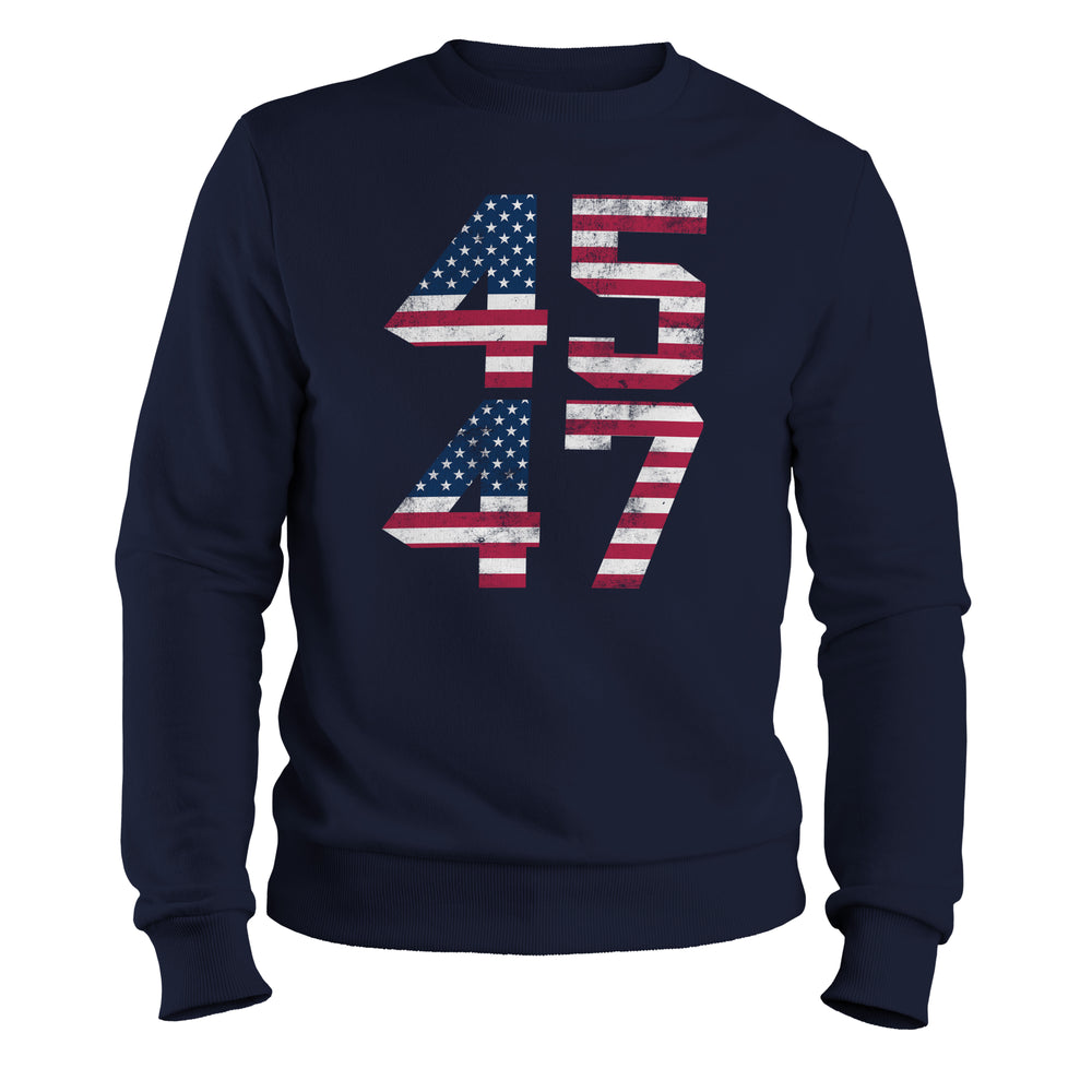 Trump 45 47 Crewneck Sweatshirt navy color