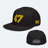 Load image into Gallery viewer, 47 Gold Snapback Hat black color
