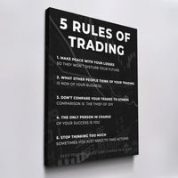 Load image into Gallery viewer, 5 Rules of Trading Vertical Canvas Wall Art
