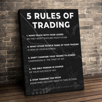 Load image into Gallery viewer, 5 Rules of Trading Vertical Canvas Wall Art
