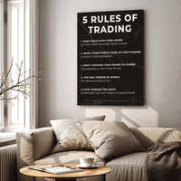 Load image into Gallery viewer, 5 Rules of Trading Vertical Canvas Wall Art
