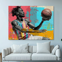 Load image into Gallery viewer, Abstract Lay-Up Basketball Sport Horizontal Canvas Wall Art
