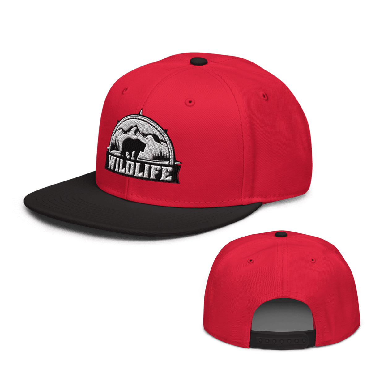 Adventure Snapback Hat black red color