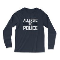 Load image into Gallery viewer, Allergic to Police Long Sleeve Tee navy color
