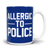 Load image into Gallery viewer, Allergic to Police Mug 15oz dark blue color
