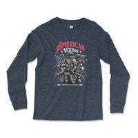 Load image into Gallery viewer, American Veteran Long Sleeve Shirt heather navy color
