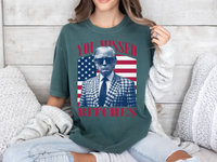 Load image into Gallery viewer, Missed Trump Bootleg T-shirt blue spruce color
