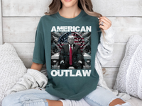 Load image into Gallery viewer, American Outlaw Bootleg T-shirt blue spruce color
