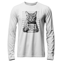 Load image into Gallery viewer, Bad Kitty Long Sleeve Shirt black Color funny cat mugshot long sleeve tee
