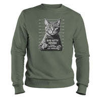 Load image into Gallery viewer, Bad Kitty Crewneck Sweatshirt Military green color
