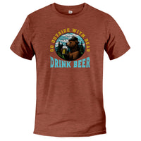 Load image into Gallery viewer, drink beer funny bear triblend tshirt
