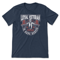 Load image into Gallery viewer, loyal veteran pet animal tshirt, military themed heather navy
