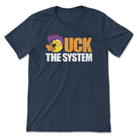 Load image into Gallery viewer, Uck The System Tee funny duck shirt | heather Navy
