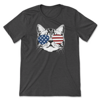 Load image into Gallery viewer, shades american flag cat tshirt
