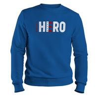 Load image into Gallery viewer, born to be a hero patriotic sweatshirt, red white and blue
