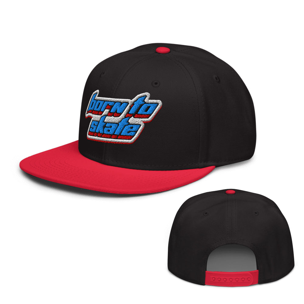 Born to Skate Snapback Hat red black color