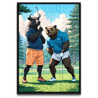 Load image into Gallery viewer, Bull Drive Bull and Bear Trading Vertical Framed Canvas Wall Art
