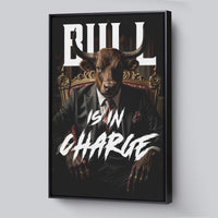 Load image into Gallery viewer, Bull is in Charge Verticsl Framed Canvas Wall Art

