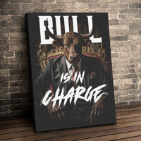 Load image into Gallery viewer, Bull is in Charge Verticsl Canvas Wall Art

