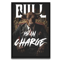 Load image into Gallery viewer, Bull is in Charge Verticsl Framed Canvas Wall Art
