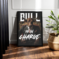 Load image into Gallery viewer, Bull is in Charge Verticsl Framed Canvas Wall Art
