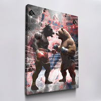 Load image into Gallery viewer, Bull vs Bear Trading Vertical Canvas Wall Art
