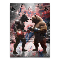 Load image into Gallery viewer, Bull vs Bear Trading Vertical Canvas Wall Art
