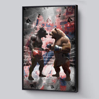 Load image into Gallery viewer, Bull vs Bear Trading Vertical Framed Canvas Wall Art
