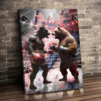 Load image into Gallery viewer, Bull vs Bear Trading Vertical Canvas Wall Art
