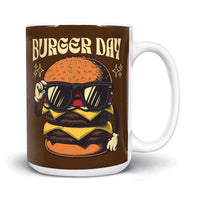 Load image into Gallery viewer, Burger Day Mug 15oz brown color
