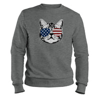 Load image into Gallery viewer, Shades Cat patriotic american flag Crewneck Sweatshirt Graphite Heather
