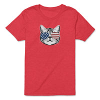 Load image into Gallery viewer, Shades Cat Youth Tee | Heaher Red
