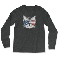 Load image into Gallery viewer, Shades Cat Long Sleeve Shirt | Black HeatherShirt
