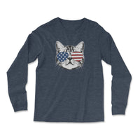 Load image into Gallery viewer, Shades Cat Long Sleeve Shirt | Heather Navy
