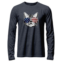 Load image into Gallery viewer, Shades Cat Long Sleeve Shirt heather navy color
