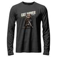 Load image into Gallery viewer, Cat Power Long Sleeve Shirt dark grey heather color
