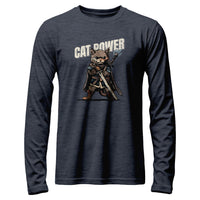 Load image into Gallery viewer, Cat Power Long Sleeve Shirt heather navy color
