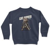 Load image into Gallery viewer, Cat Power Youth Crewneck Sweatshirt Navy color

