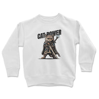 Load image into Gallery viewer, Cat Power Youth Crewneck Sweatshirt white color
