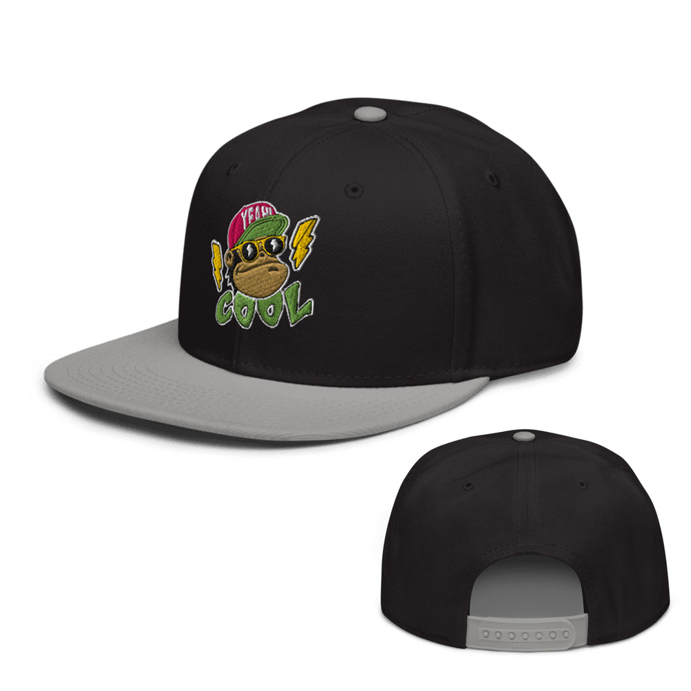 Cool Monkey Snapback Hat gray black color