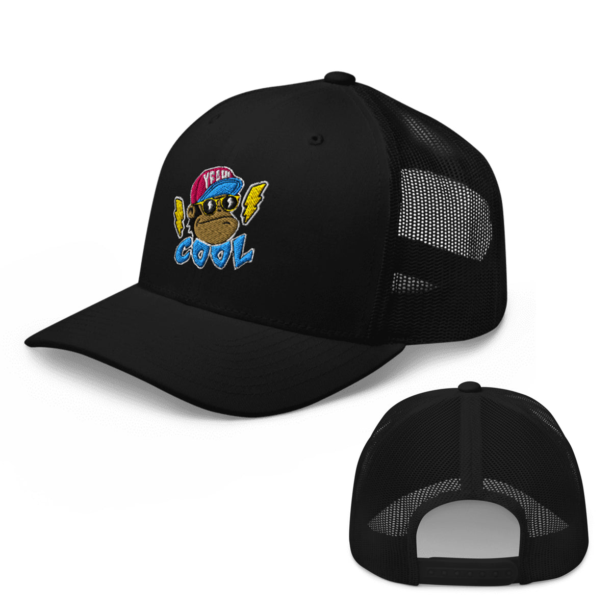 Cool Monkey Trucker Hat black color