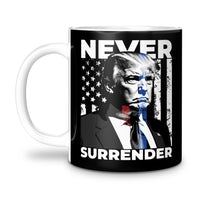 Load image into Gallery viewer, NEVER SURRENDER DONALD J TRUMP MUG
