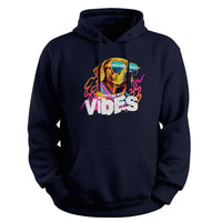Load image into Gallery viewer, vibes dog with glasses hooded sweatshirt, hoodie navy blue

