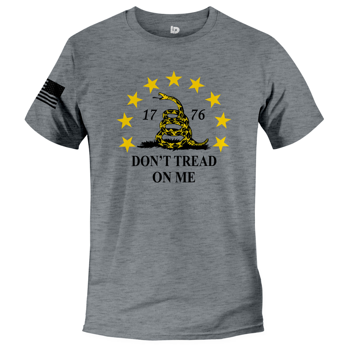 don't tread on me stars, snake, and 1776 triblend tshirt grey